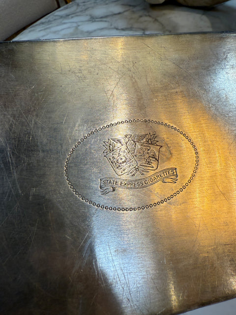 Vintage State Express Cigarettes Metal Cigarette Box with Wooden Interior