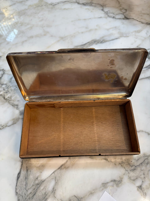 Vintage State Express Cigarettes Metal Cigarette Box with Wooden Interior