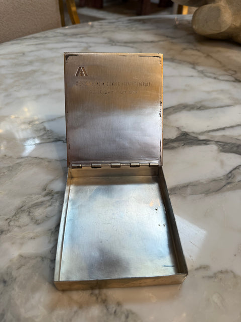 Embossed Metal Box with Geometric Sunburst Pattern