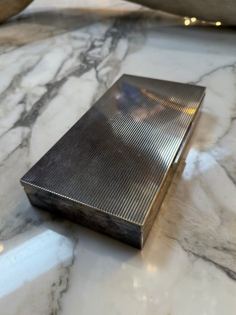 Mid-Century Modern Ribbed Metal Box in Brass and Nickel Silver