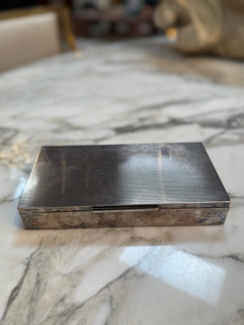 Mid-Century Modern Ribbed Metal Box in Brass and Nickel Silver