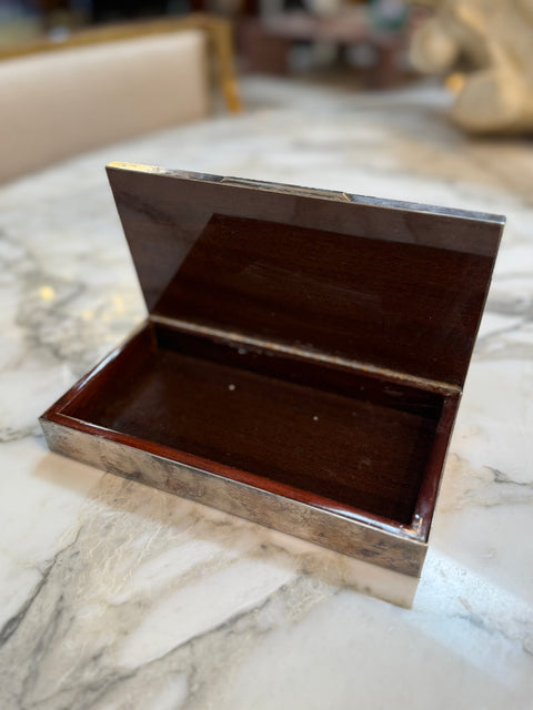 Mid-Century Modern Ribbed Metal Box in Brass and Nickel Silver