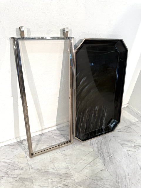 Folding Tray Table in Smoked Glass & Chrome, 1970s Italy