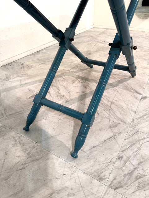 Vintage Italian Folding Tray Table with Green Marble Top