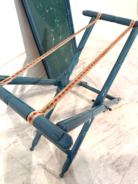 Vintage Italian Folding Tray Table with Green Marble Top