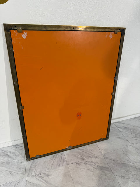 Mid-Century Italian Rectangular Mirror with Brass Frame