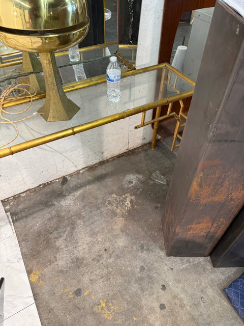 Italian Oval Mirror in Tessellated Stone with Brass Accents, 1980s