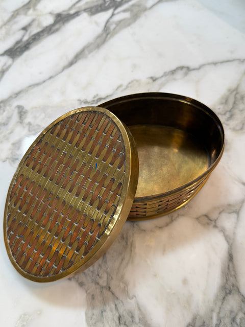 Vintage Brass and Copper Woven Box