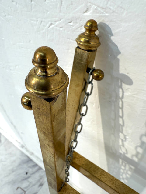 Folding Tray Table in Brass with Painted Glass Top, 1970s Italy