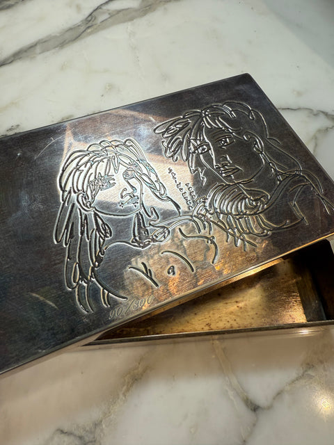 Signed & Numbered Silver-Plated Engraved Box by Cleto Munari