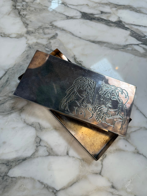 Signed & Numbered Silver-Plated Engraved Box by Cleto Munari