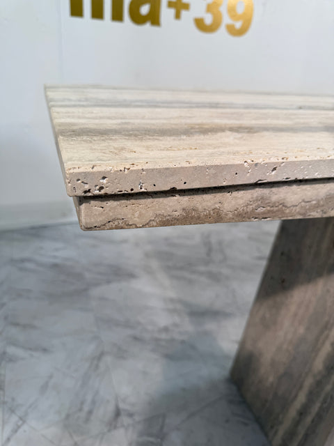 Set of Two Italian Travertine Console Tables, 1970s