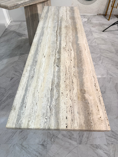 Set of Two Italian Travertine Console Tables, 1970s