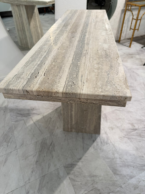 Set of Two Italian Travertine Console Tables, 1970s