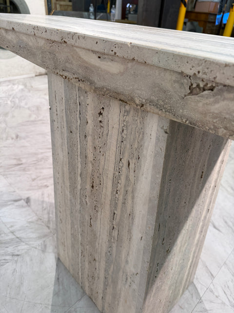 Set of Two Italian Travertine Console Tables, 1970s