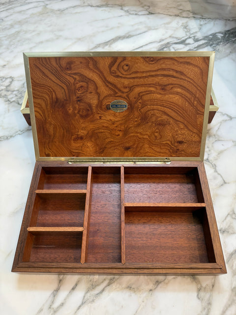 Dal Negro Treviso Burl Wood and Brass Playing Card Boxes – Set of Three