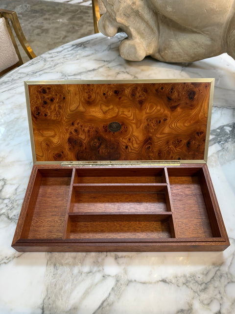 Dal Negro Treviso Burl Wood and Brass Playing Card Boxes – Set of Three