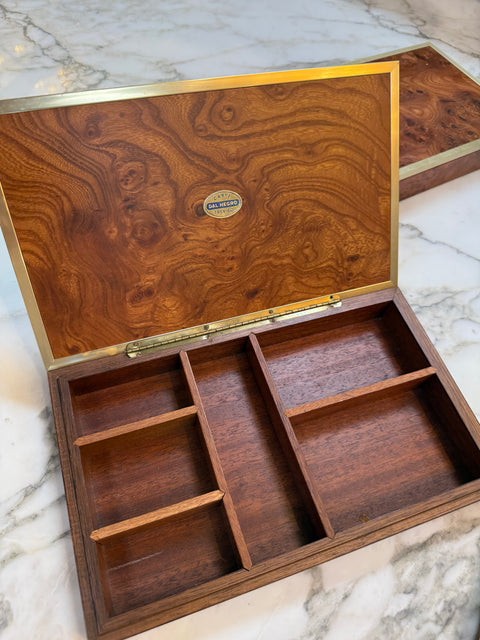 Dal Negro Treviso Burl Wood and Brass Playing Card Boxes – Set of Three