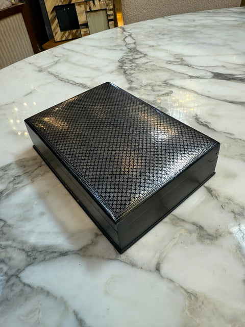 Vintage Italian Silver-Plated Guilloché Playing Card Box