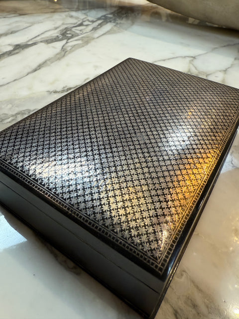 Vintage Italian Silver-Plated Guilloché Playing Card Box