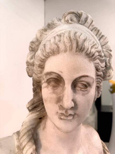 Two Classical White Marble Bust of a Ladys, Italy 1950s
