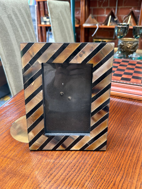 Brown and Black Chevron Striped Horn-Style Photo Frame