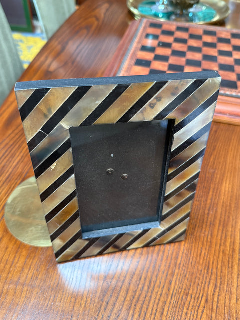 Brown and Black Chevron Striped Horn-Style Photo Frame