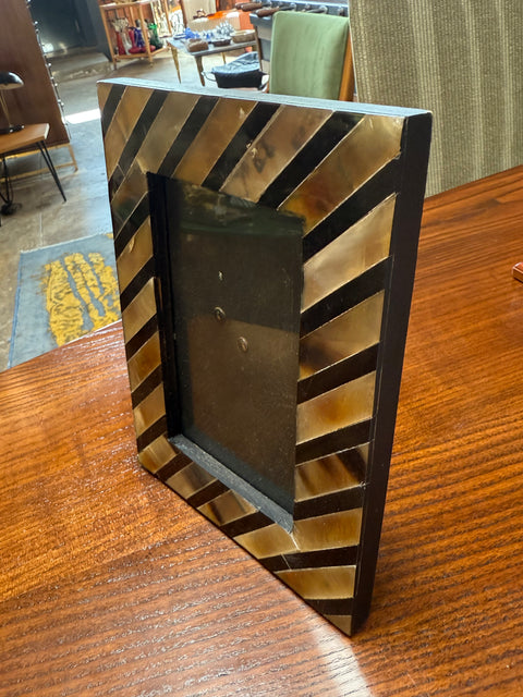 Brown and Black Chevron Striped Horn-Style Photo Frame