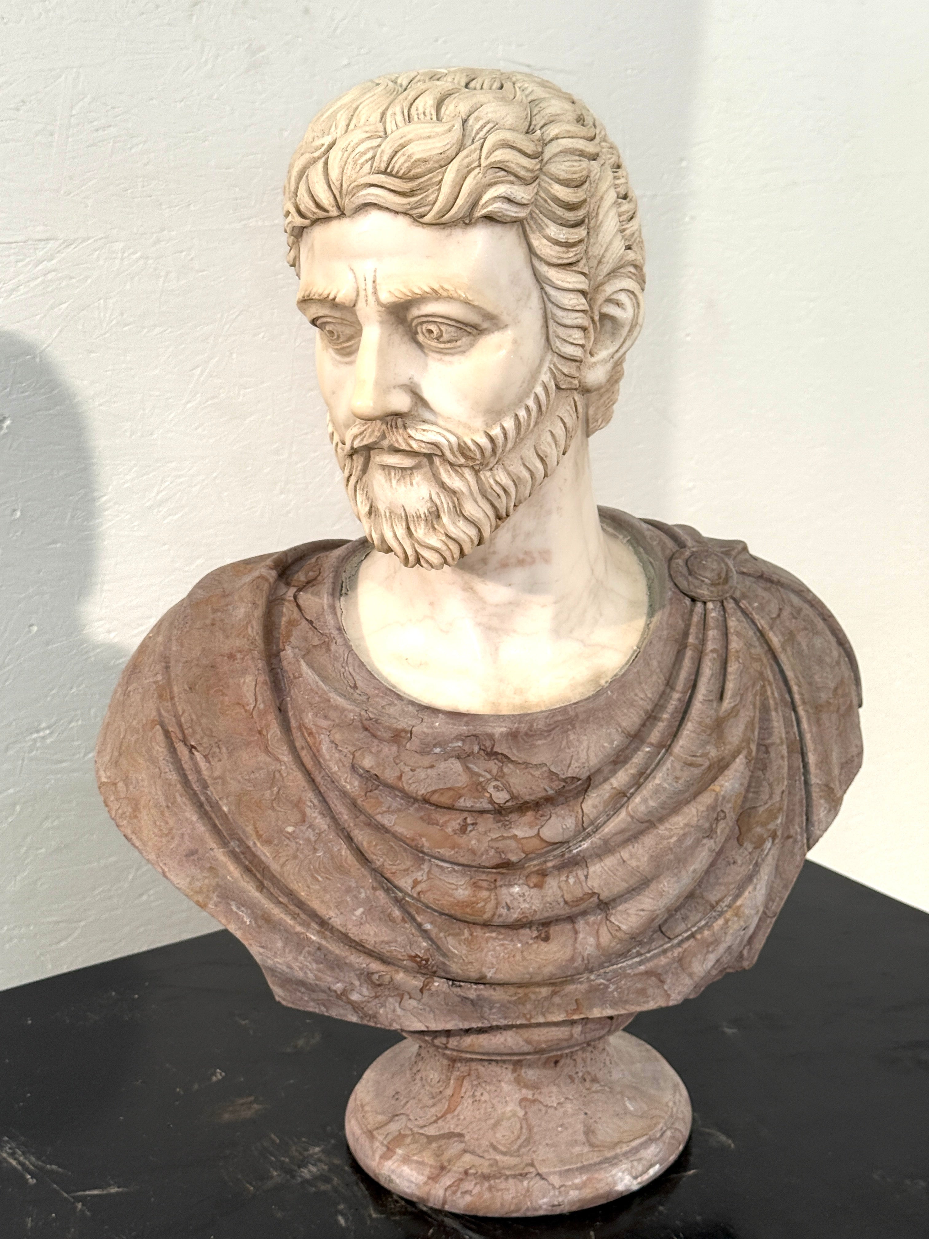 Two-Tone Marble Bust of a Roman Nobleman