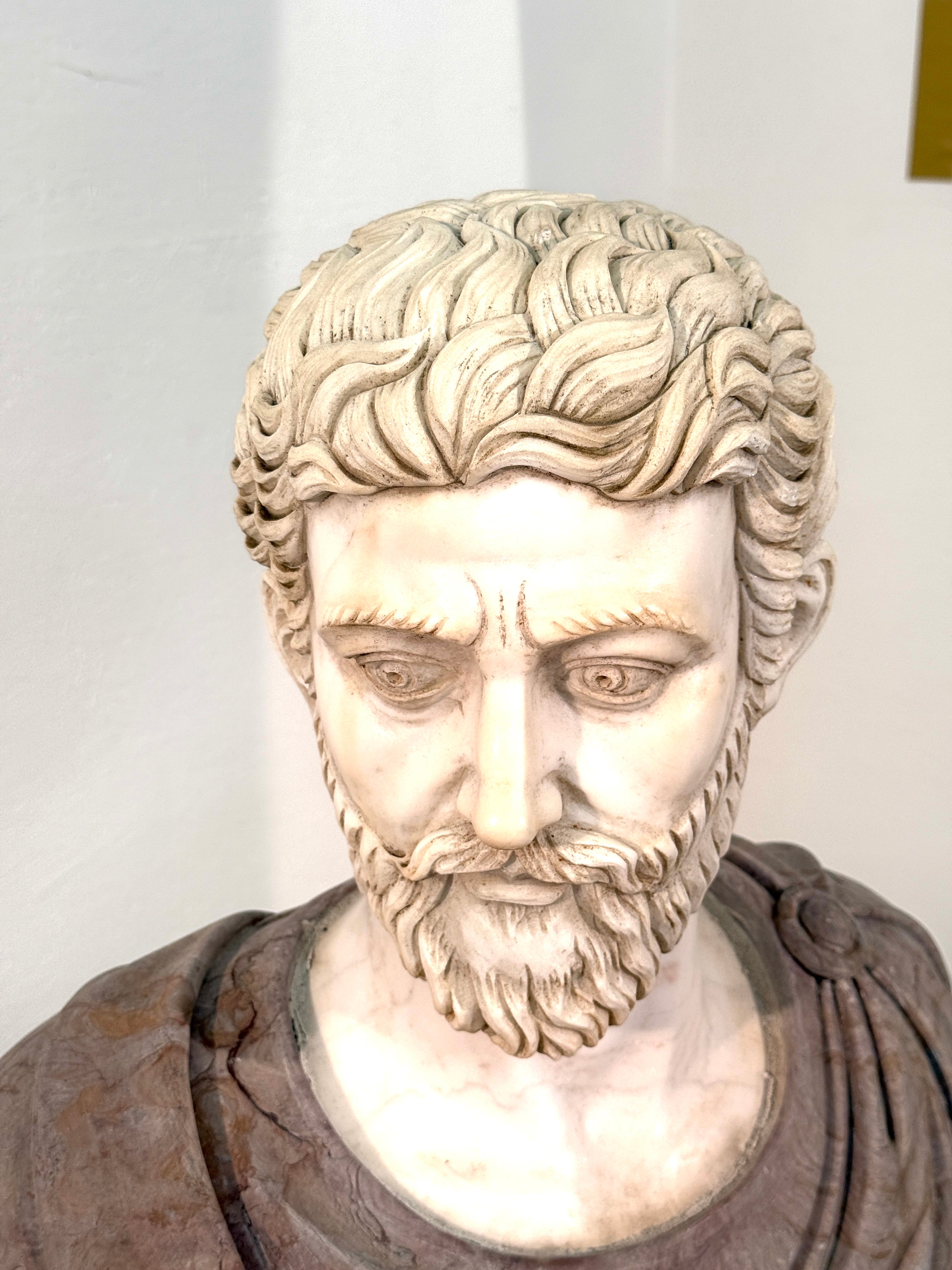 Two-Tone Marble Bust of a Roman Nobleman