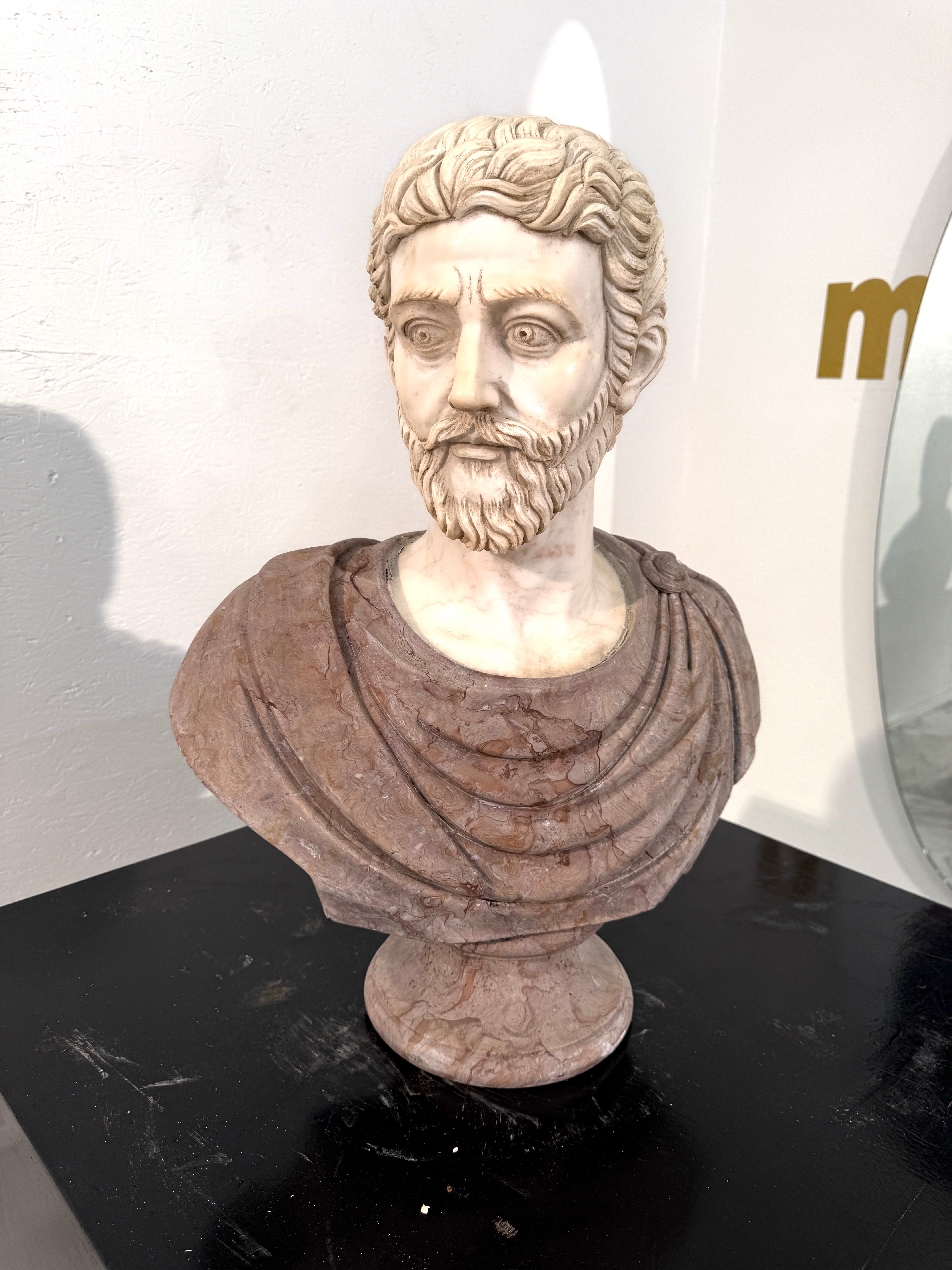 Two-Tone Marble Bust of a Roman Nobleman