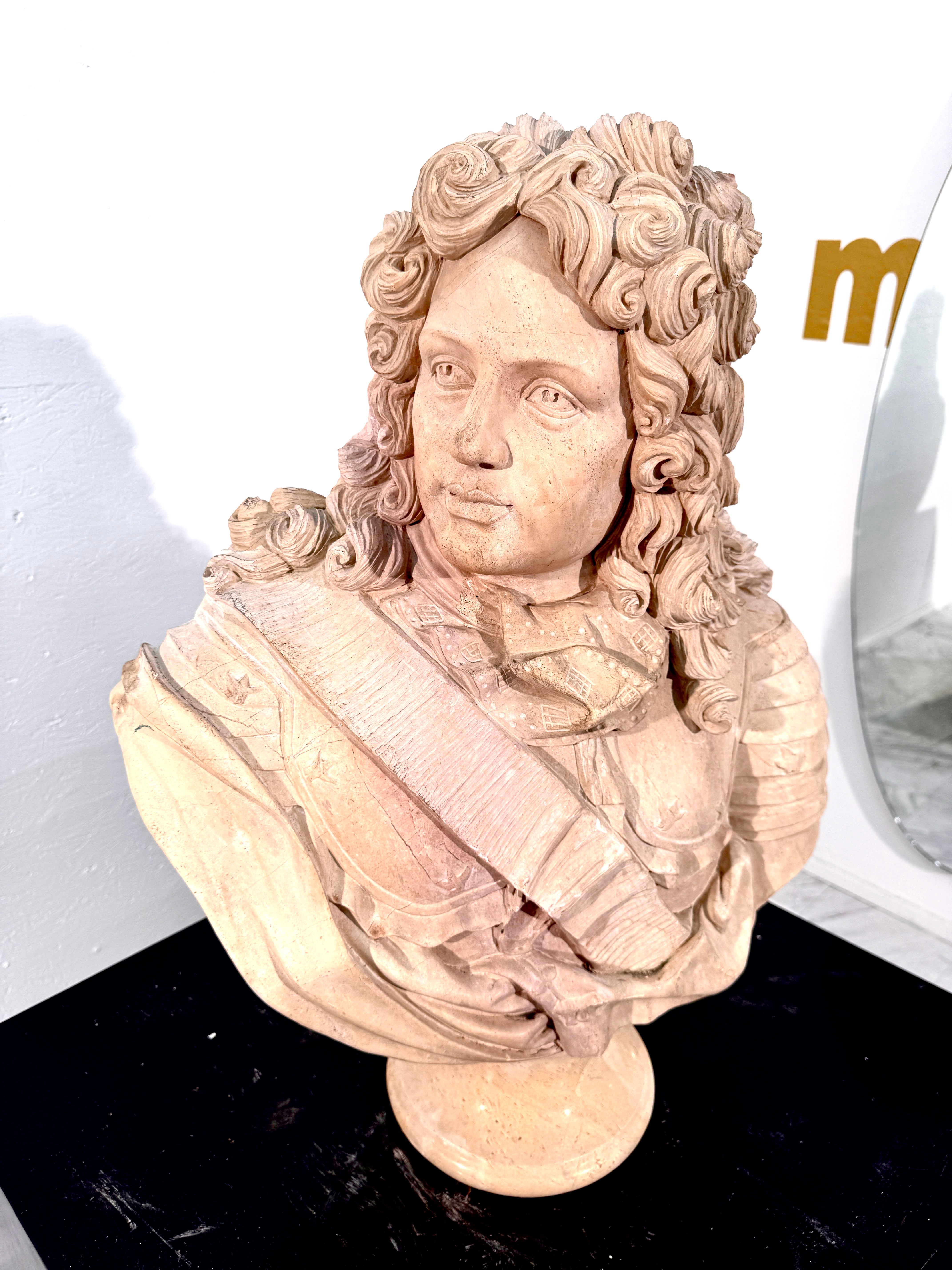 Grand Tour Carved Marble Bust of Louis XIV, Italy, 19th Century