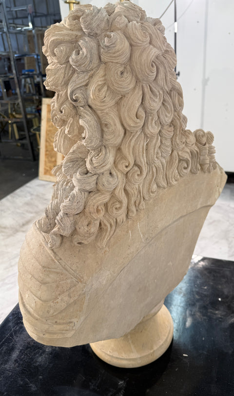 Grand Tour Carved Marble Bust of Louis XIV, Italy, 19th Century