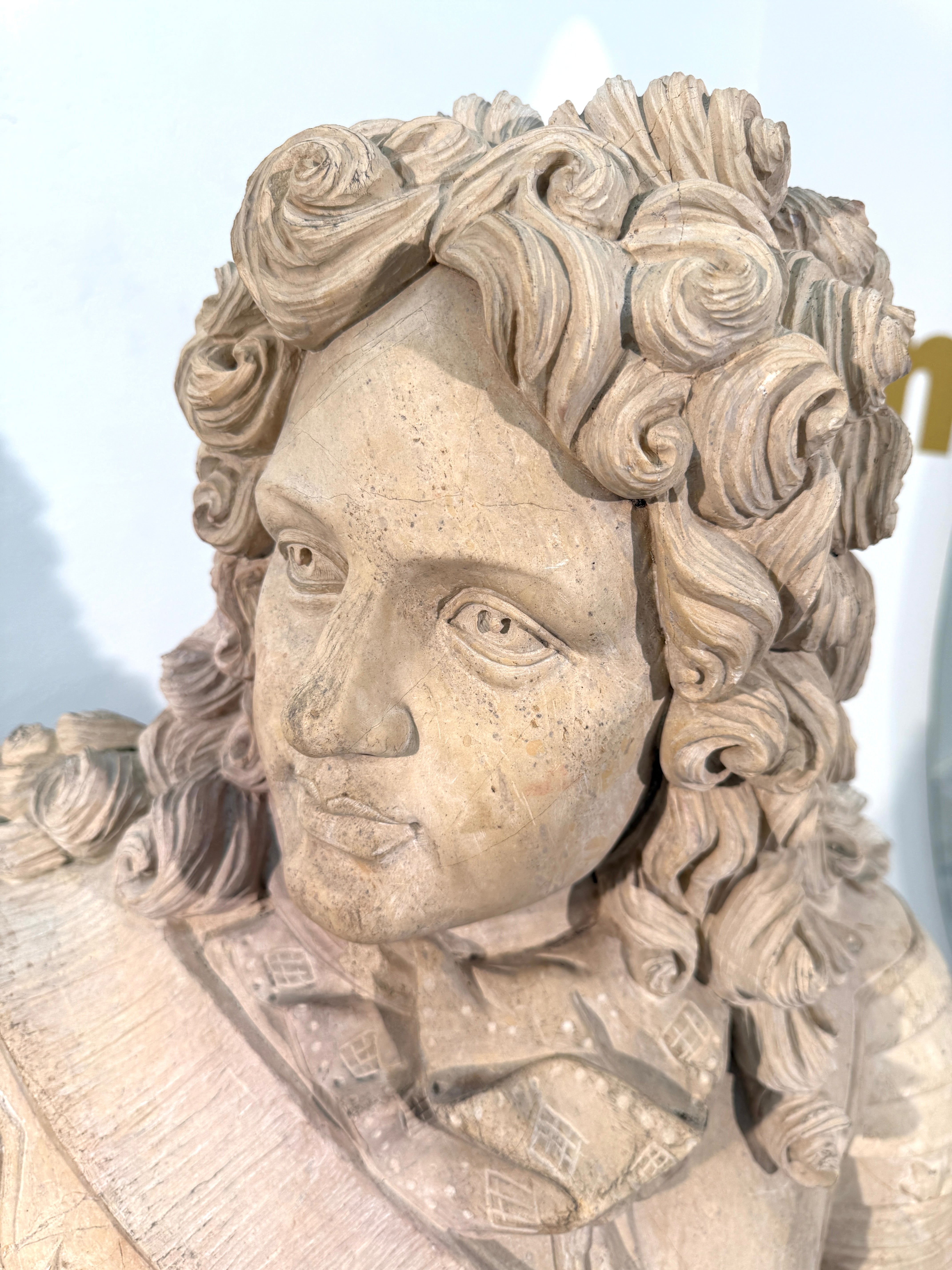 Grand Tour Carved Marble Bust of Louis XIV, Italy, 19th Century