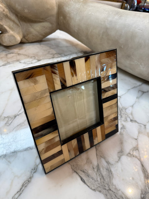 Natural Horn Mosaic Inlay Square Photo Frame Medium