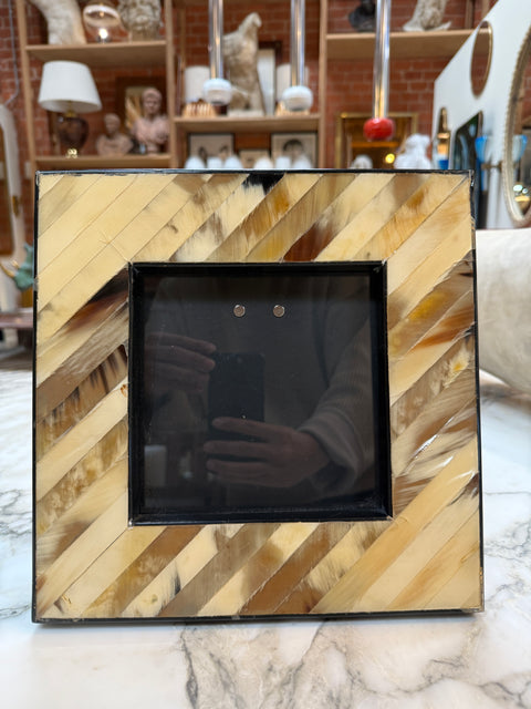 Natural Horn Chevron Inlay Square Photo Frame – Black and Ivory Tones Large
