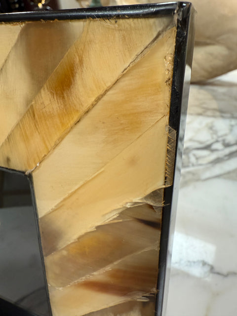 Natural Horn Chevron Inlay Square Photo Frame – Black and Ivory Tones Large