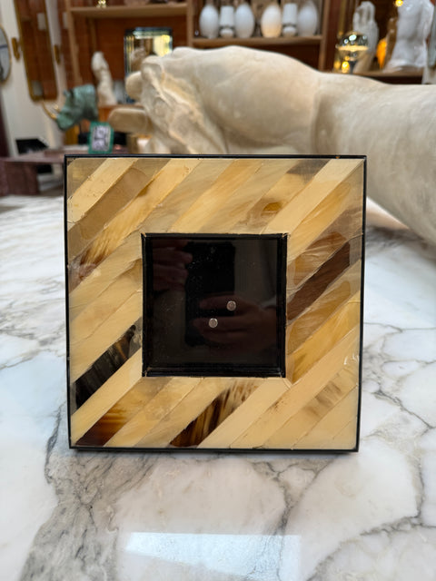 Natural Horn Chevron Inlay Square Photo Frame Small