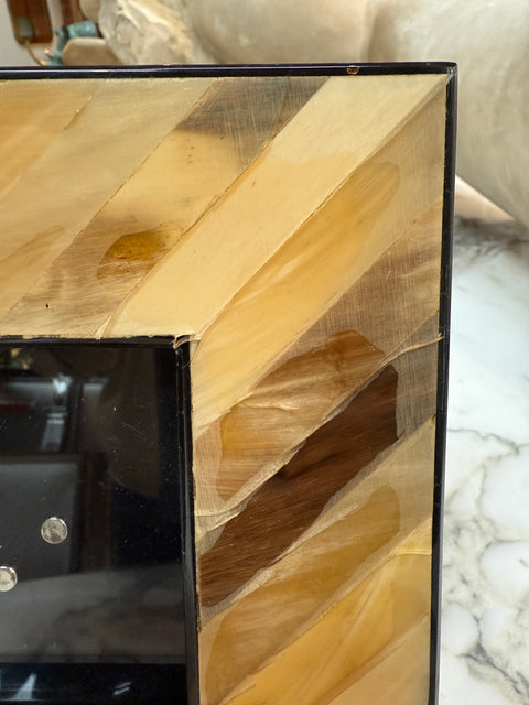 Natural Horn Chevron Inlay Square Photo Frame Small