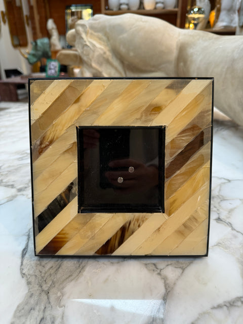 Natural Horn Chevron Inlay Square Photo Frame Small
