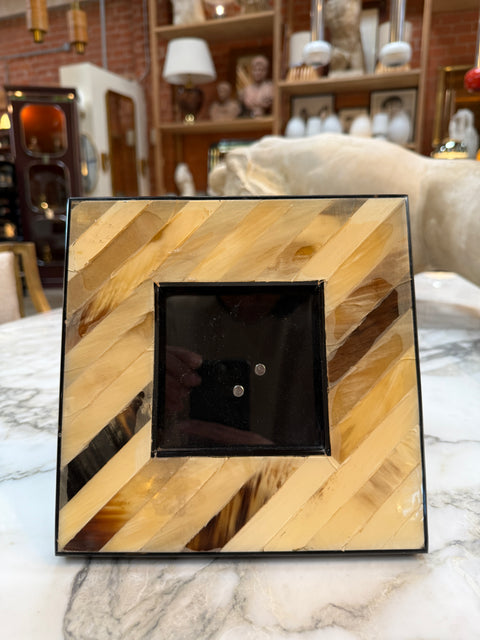 Natural Horn Chevron Inlay Square Photo Frame Small