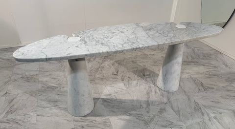 Angelo Mangiarotti Console Table in White Marble, Italy, 1970s