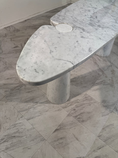 Angelo Mangiarotti Console Table in White Marble, Italy, 1970s
