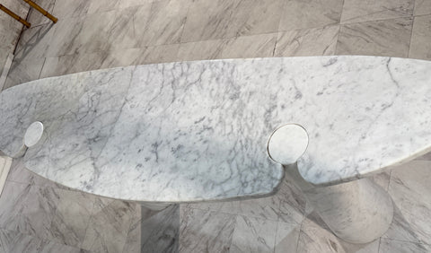 Angelo Mangiarotti Console Table in White Marble, Italy, 1970s