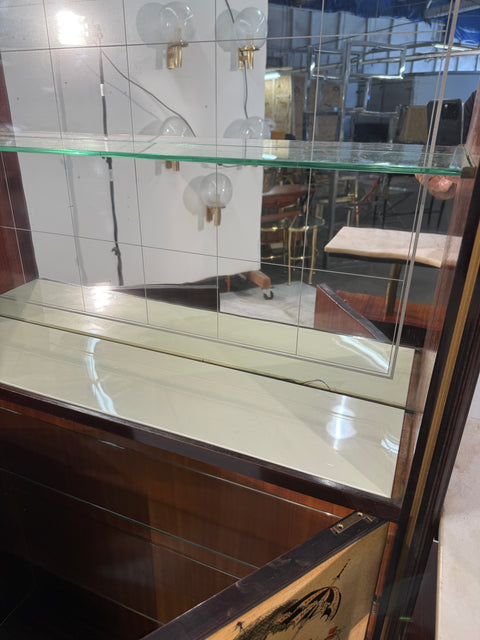 Italian Bar Cabinet with Reverse Painted Panels and Marble Top, 1950s Attributed to Ico Parisi