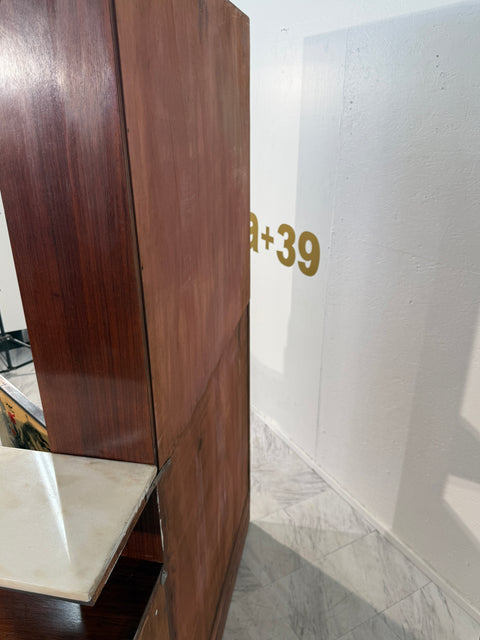 Italian Bar Cabinet with Reverse Painted Panels and Marble Top, 1950s Attributed to Ico Parisi