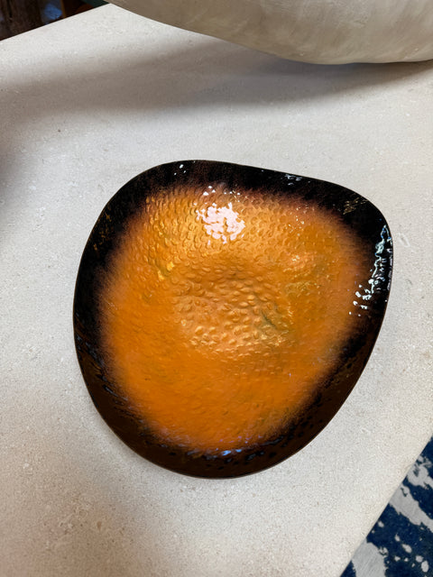 Mid-Century Italian Enamel Dish in Burnt Orange and Black, 1960s