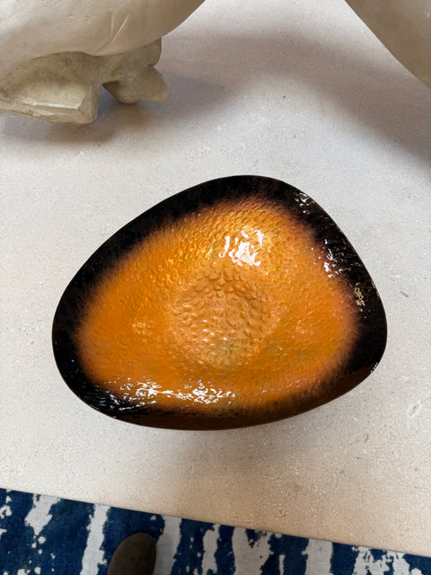 Mid-Century Italian Enamel Dish in Burnt Orange and Black, 1960s