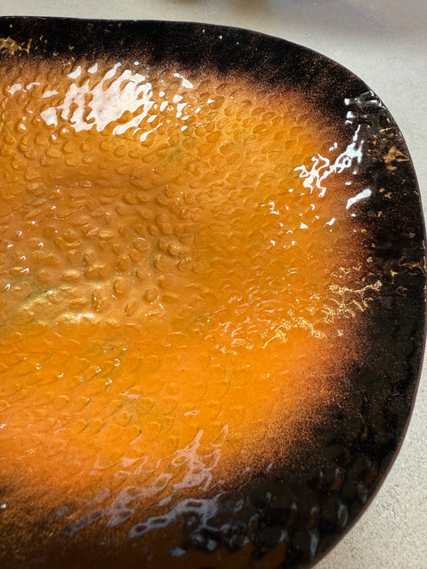 Mid-Century Italian Enamel Dish in Burnt Orange and Black, 1960s