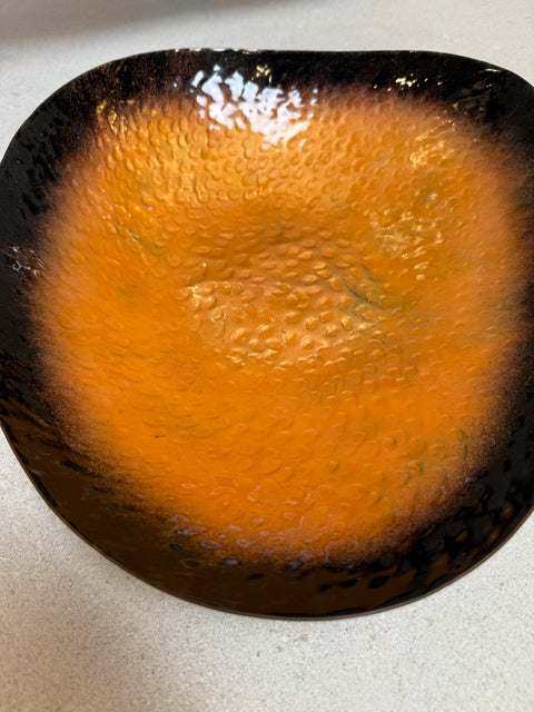 Mid-Century Italian Enamel Dish in Burnt Orange and Black, 1960s